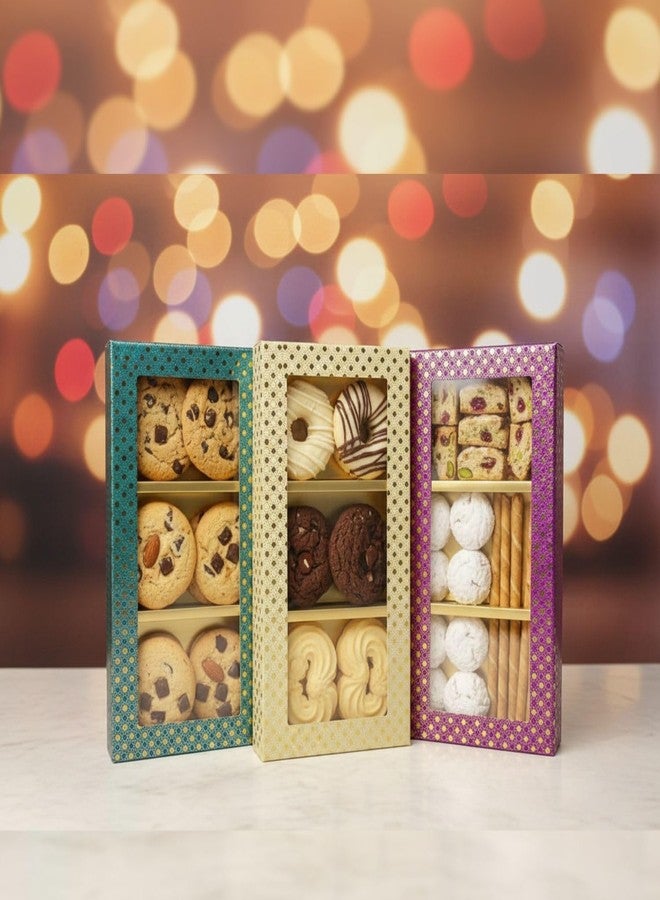 Intactmedia Intact Media Decorative Gift Box - 3 Cavity Kappa Board Hamper Boxes with Clear Window for Dry Fruits, Sweets & Chocolates - Multi-Color -Set of 5 - Image 5